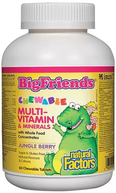 BigFriends Multi-Vitamin & Minerals, 60 comprimate masticabile, Natural Factors