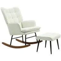 HOMCOM Scaun cu Leagăn Taburet, Sistem de Leagăn Linen, 64 x 89 x 90 cm, Crem | Aosom Romania