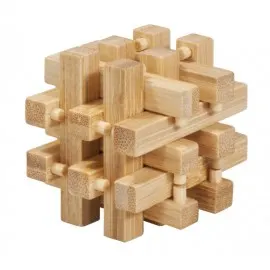 Joc logic IQ din lemn bambus în cutie metalică-2