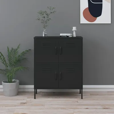 vidaXL Dulap de depozitare, negru, 80x35x101,5 cm, oțel