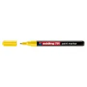 Marker permanent Edding 791, cu vopsea, corp plastic, varf rotund, 1-2 mm, galben