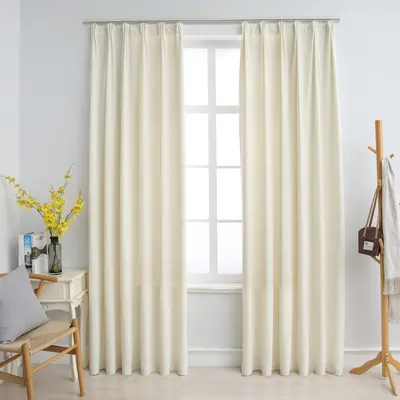 Gossi draperii opace, 2 buc., crem, 140x245 cm, catifea, cu carlige
