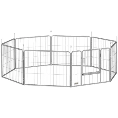 PawHut Tarc pentru animale, gard pentru câini, loc de joacă pentru animale, flexibil adaptabil, oțel inoxidabil | Aosom Romania