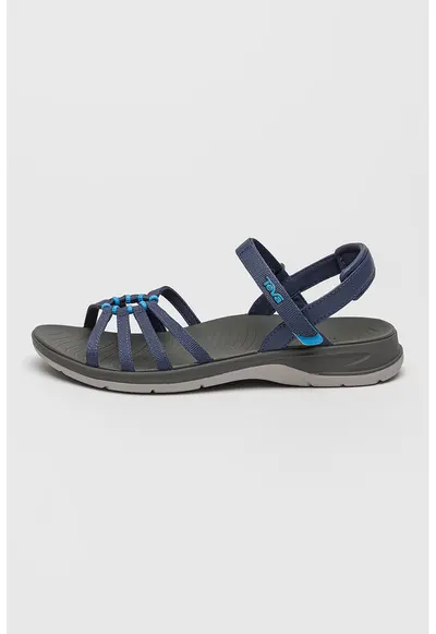 Sandale uni cu velcro - Albastru pastel/Albastru inchis