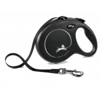 Lesa retractabila cu banda Flexi Neagra L 8 m 50 kg