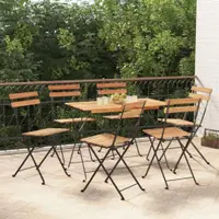 Gossi scaune de bistro pliabile, 6 buc., lemn masiv de tec si otel