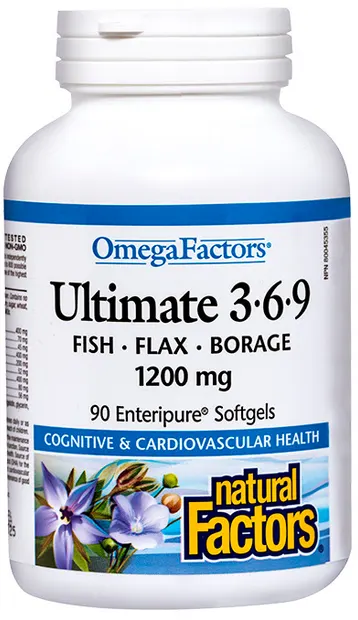 Omega Factors Ultimate 3-6-9, 1200 mg, 90 capsule, Natural Factors