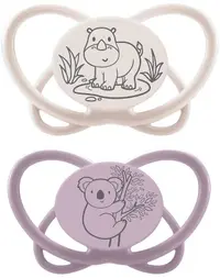 Suzete din silicon NIP My Butterfly Green - Rinocer alb și koala, 16-32 luni, 2 bucăți