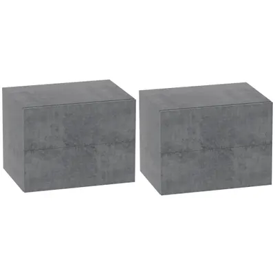 HOMCOM Set de 2 Noptiere Suspendate cu 2 Sertare, 40x29x30 cm, Gri | Aosom Romania