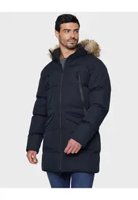 Geaca midi cu gluga Renfield 8035 - Bleumarin