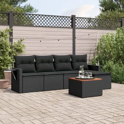 Gossi set mobilier de gradina cu perne, 6 piese, negru, poliratan