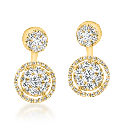 Cercei din aur galben cu diamante microsetting de 1.2ct