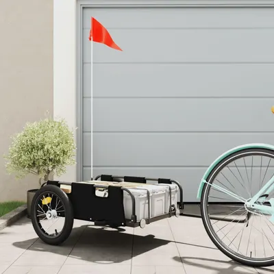 Gossi remorca de bicicleta, negru, textil oxford si fier