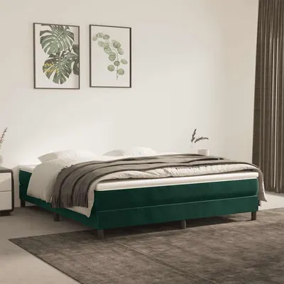 vidaXL Pat box spring cu saltea, verde închis, 160x200 cm, catifea