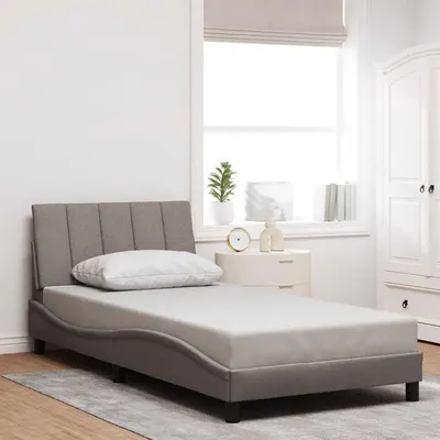 vidaXL Cadru de pat fără saltea, Hanko, gri taupe, 100x200 cm, textil