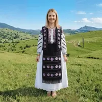 Costum Popular cu broderie traditionala Priscilla 3 Rochie , vesta si fote