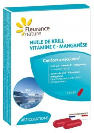 Ulei de krill + Vitamina C și mangan, 15 capsule, Fleurance Nature