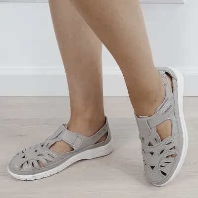 Balerini gri din piele naturala 6839 M12