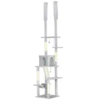 PawHut Copac zgârietoare de tavan cu înălțime ajustabilă 225-255cm Gri deschis | Aosom Romania