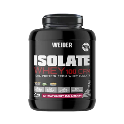 Pudră proteică izolat zer, Weider Isolate Whey 100 CFM, căpșuni, 2 kg