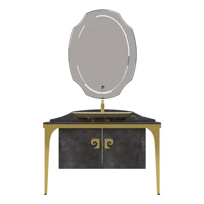 Set mobilier baie Pierre Cardin Venus 3 piese negru-auriu 120 cm