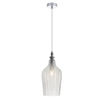 Corp de iluminat susendat Festa - H(min) 494mm, H(max) 1594mm, ⌀ 180mm , Transparent, 1 X E27 (60W), Metal, Glass, IP20, 1.1kg