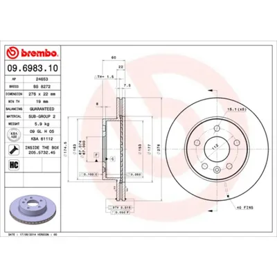 Disc frana BREMBO 09.6983.10