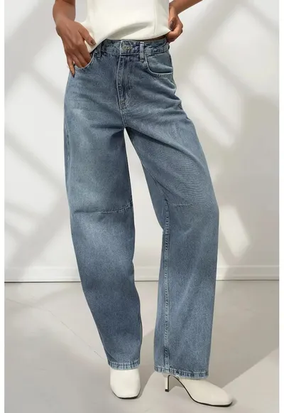 Blugi dama - largi din denim - albastru deschis - croiala baggy