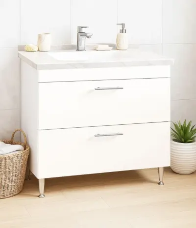 Set Baza si Lavoar seria 867, cu sertare, 80 cm, alb