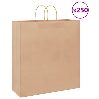 Gossi saci de hartie kraft 250 buc cu manere maro 45x17x48 cm