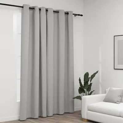 vidaXL Perdea opacă, aspect pânză, cu ocheți, gri, 290x245 cm
