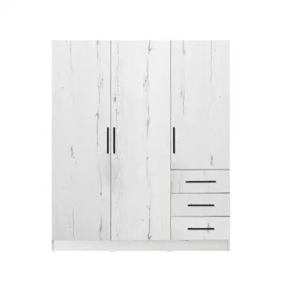 Dulap LEON cu sistem soft close, 3 usi si 3 sertare, alb Elvetia, 150x45x180 cm