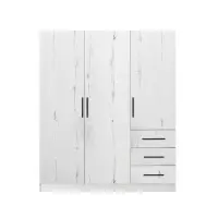 Dulap LEON cu sistem soft close, 3 usi si 3 sertare, alb Elvetia, 150x45x180 cm