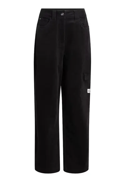 Pantaloni cargo cu talie inalta - Negru