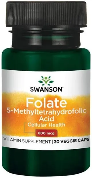 Folate, 800 mcg, 30 capsule vegetale, Swanson