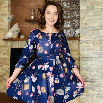 Rochie stilizata cu motive florale Florinela 17