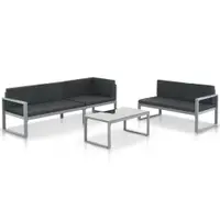 Gossi set mobilier de gradina cu perne 3 piese negru aluminiu