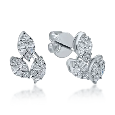 Cercei din aur alb cu diamante princess si marquise de 0.84ct
