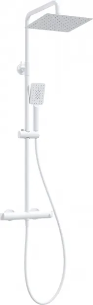 Coloana de dus cu palarie, para de dus si baterie cu termostat, alb, Deante Therm