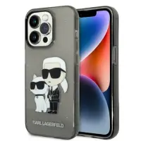 Husa pentru Apple iPhone 14 Pro Max, Karl Lagerfeld, Glitter Karl & Choupette, Neagra