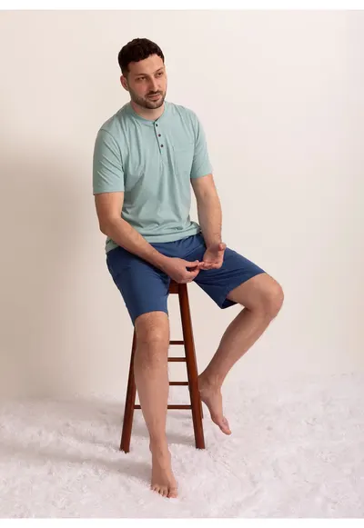 Pijama Barbati Adrian Modal - Aqua