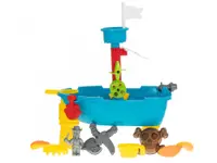 Masuta de joaca pentru apa si nisip pentru copii, Ikonka Corabia Piratilor Blue, cu 25 elemente