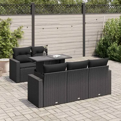 Gossi set mobilier de gradina cu perne, 6 piese, negru, poliratan