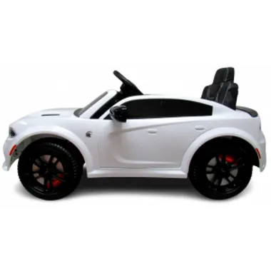 Masinuta electrica pentru copii SRT R-Sport Dodge 1-5 ani alb 90W cu telecomanda, roti EVA, pornire lenta, scaun piele, Mp3 si Usb, 107x68x53 cm