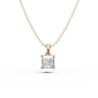 Lant cu pandantiv din aur galben cu diamant princess solitaire de 0.4ct