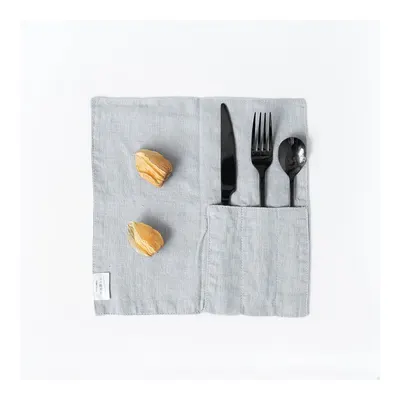 Buzunar pentru tacâmuri 2 buc. din in 23x23 cm Light Grey – Linen Tales