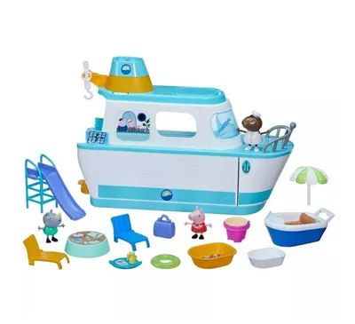 Set de joaca cu 3 figurine Hasbro Pepa Pig Nava de Croaziera