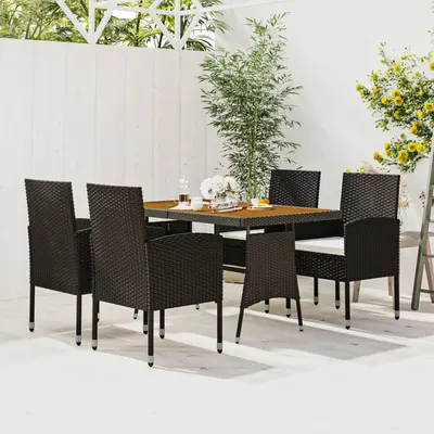Gossi set mobilier de exterior, 5 piese, negru, poliratan