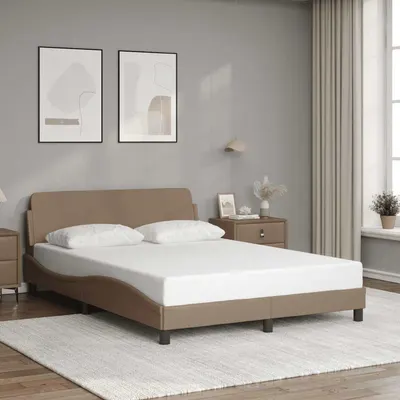 vidaXL Cadru de pat, Dover, cappuccino, 140x190 cm, piele ecologică