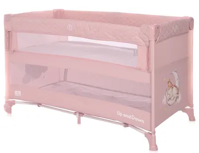 Pătuţ cu două nivele Lorelli - Up and Down, Mellow Rose Sleeping Animals